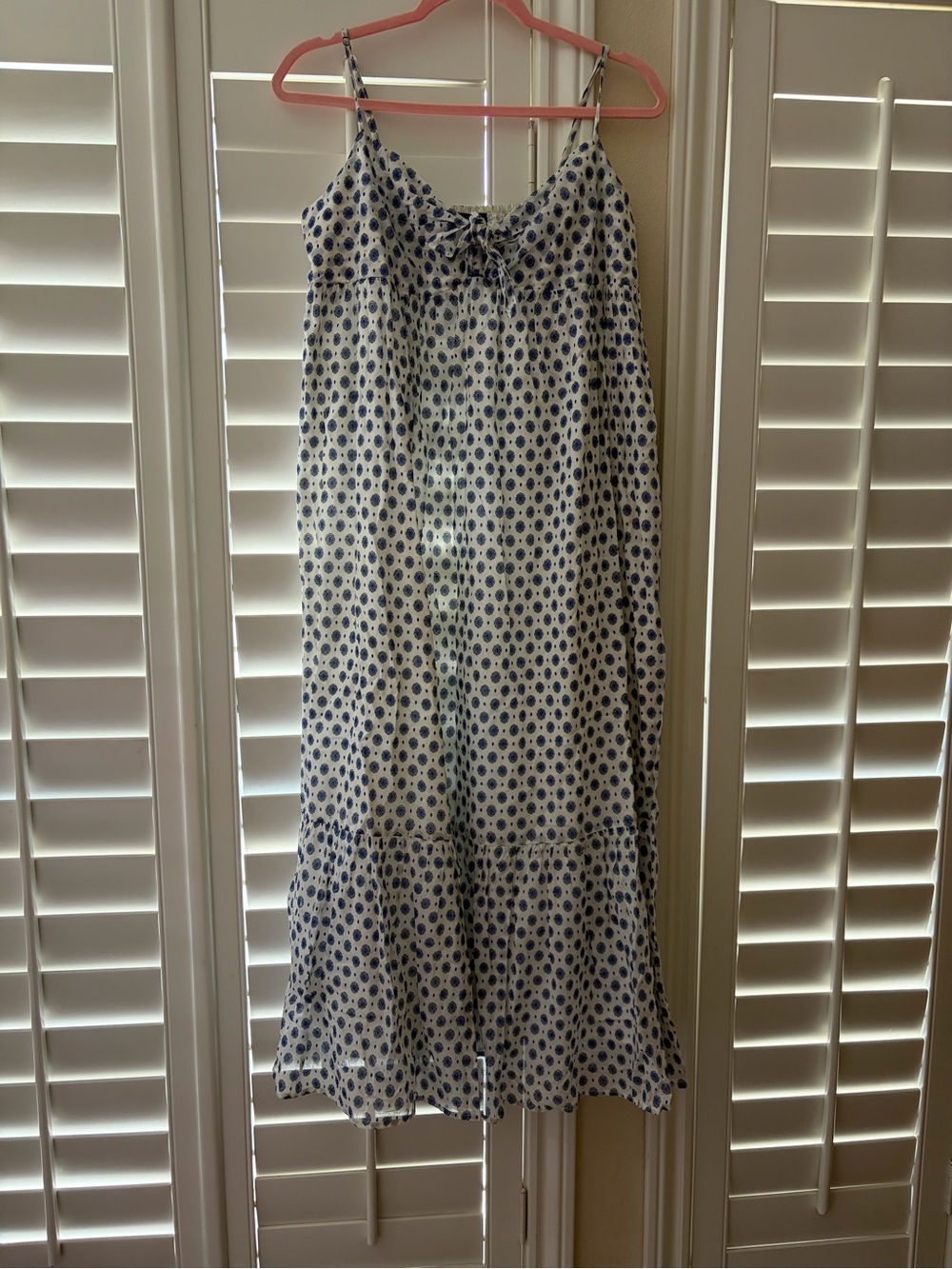 J. Crew White summer Dress with Blue Dot Print - Picture 2 of 7